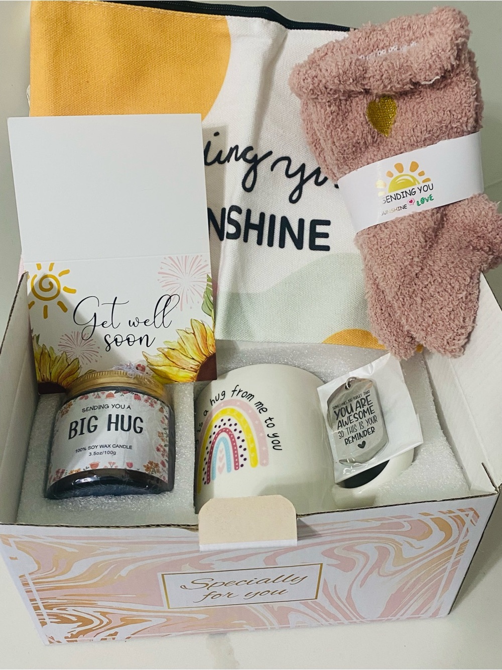 Get Well Soon Care Package - Sending you a  Big Hug and Sunshine